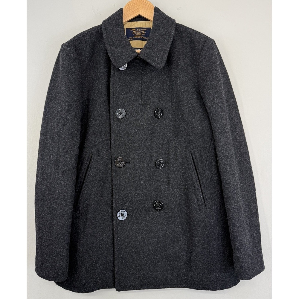 J Crew A/22 Bayswater Wool Peacoat Jacket Men's Medium Military Grade